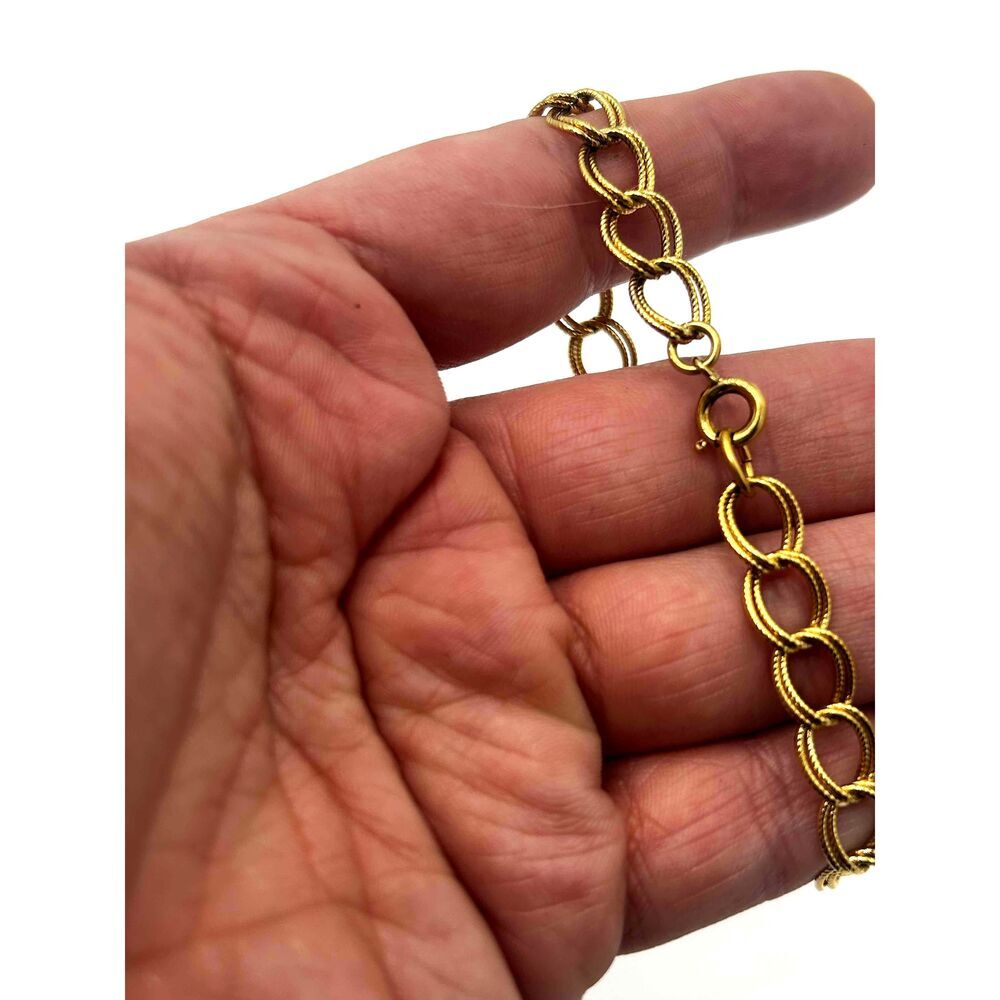 Gold S Initial Charm Chain Bracelet With Pendant Pink Stones - Picture 3 of 3